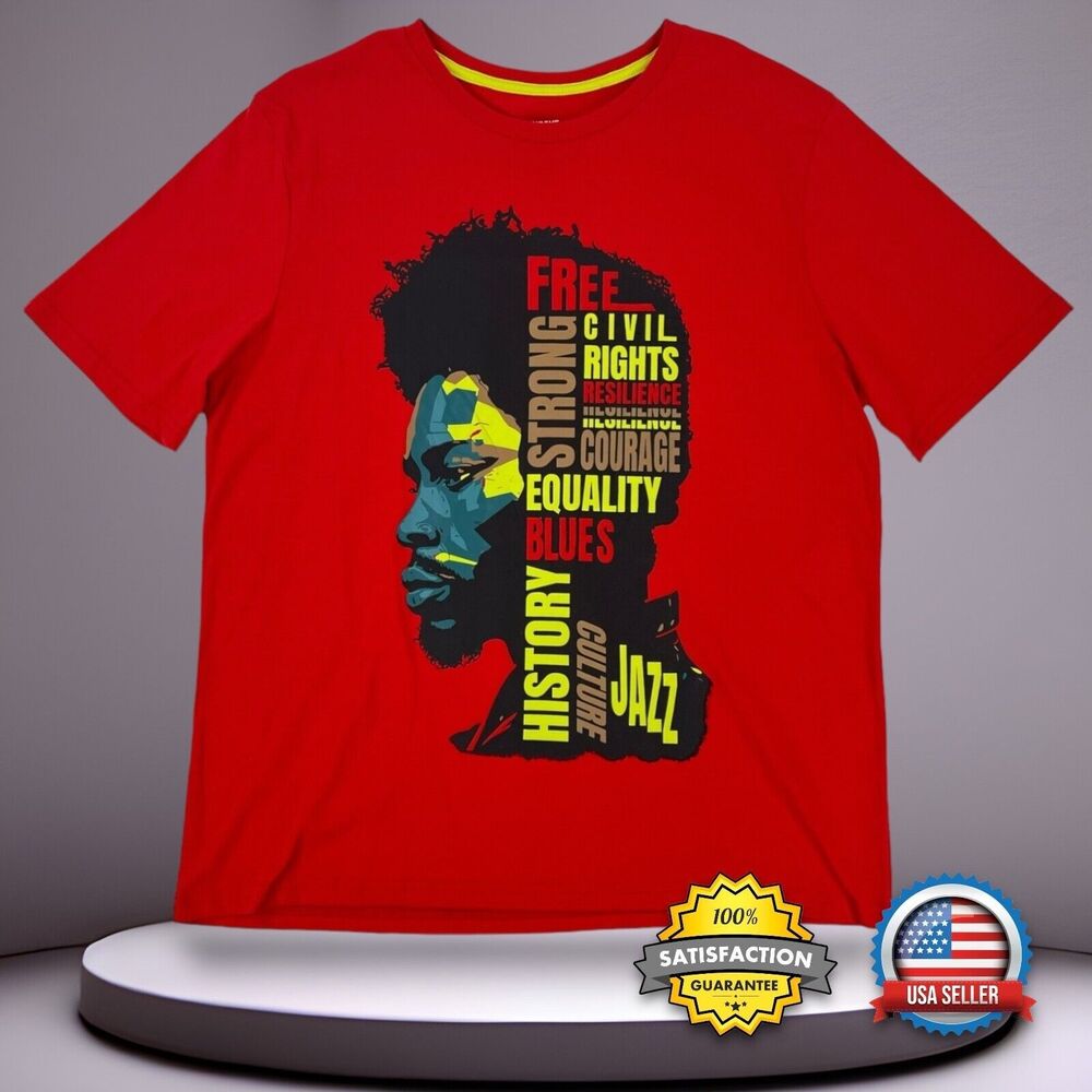 Black History MEN'S 2X T-Shirt Juneteenth Red Civil Rights Equality Jazz Culture